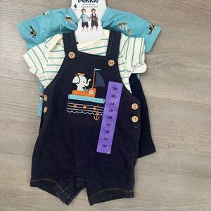 Kids' Denim Overalls with Teal Shirt